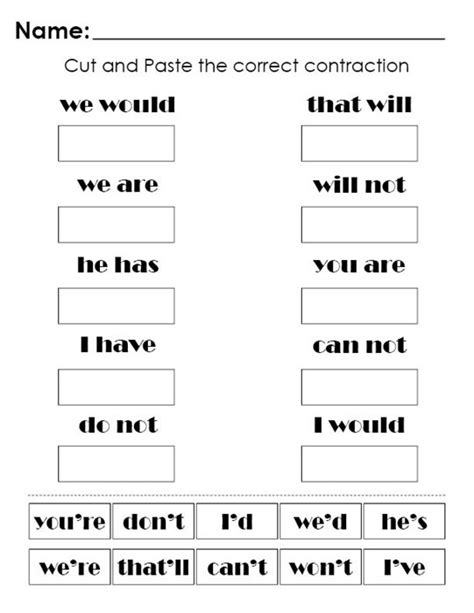 First Grade Contractions Worksheets Worksheets For All Free