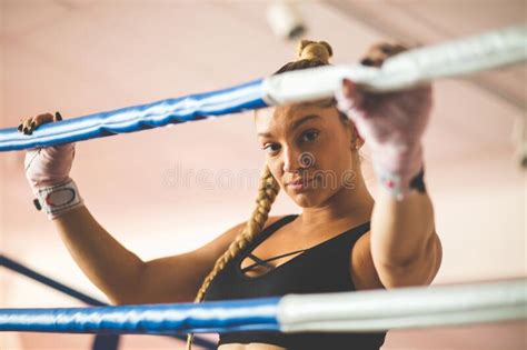 female boxer in the boxing ring stock image image of girl practice 216221539