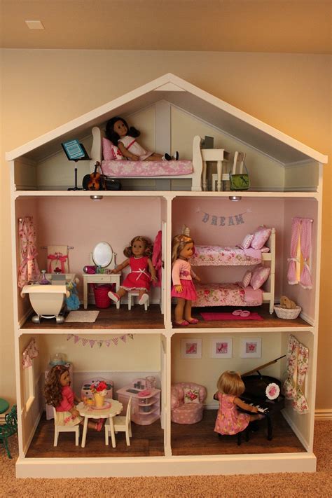 This three story dollhouse features five large rooms. Doll House Plans for American Girl or 18 inch dolls 5 Room