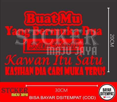 Stiker mobil variasi hiasan terbaru tulisan kata2 BUAT MU YANG BERMUKA