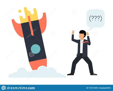 Startup Failure Vector Illustration Business Rockets Crash Down Stock