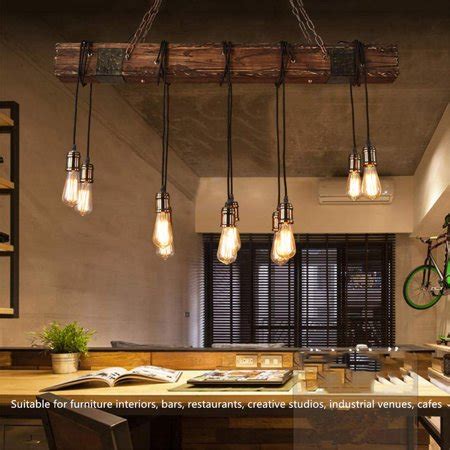 What is the best light fixture for kitchen island? 46'' Chandelier Wooden Retro Rustic Pendant Light ...