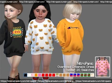 The Sims 4 Oversized Crewneck Dress Toddlers Sims 4 Toddler Sims 4