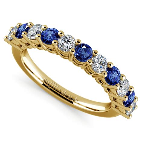 One Carat Eleven Diamond And Sapphire Ring In Yellow Gold