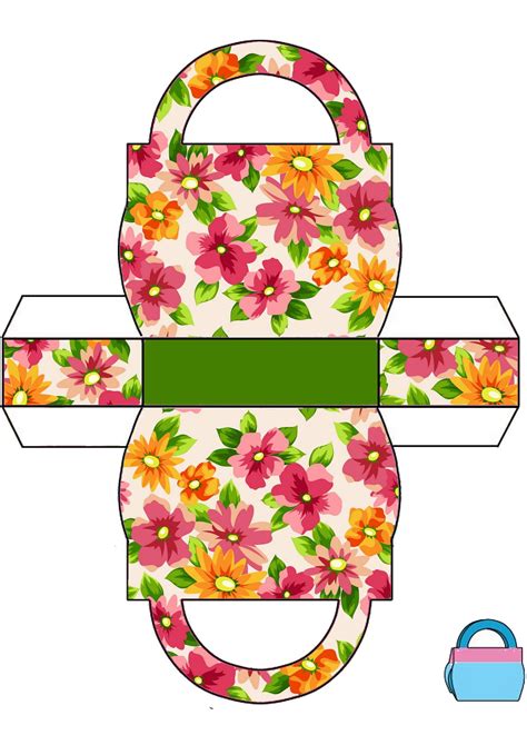 Download Another pretty gift bag to print. | Gift box template ...