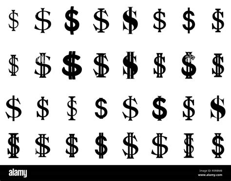 Set Of Flat Simple Us Dollar Sign Set Silhouette Vector Illustration