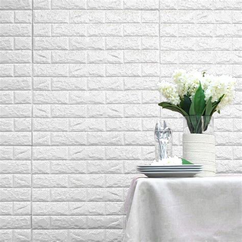 10 Pack 58 Sqft White Foam Brick Wall Tiles Peel And Stick 3d Wall