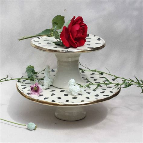 Personalised Polka Dot Ceramic Cake Stand By Rose Nisbet Ceramics And