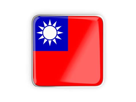 Flag icon of australia is available in 3 sizes at png format. Square icon with metallic frame. Illustration of flag of Taiwan