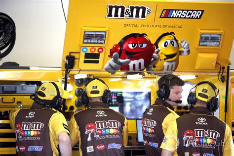 The m&m's car has been a famous paint scheme in nascar for more than 15 years. Crew, Joe Gibbs Racing, M&M's Toyota Camry at Daytona Clash