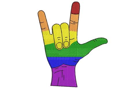 I Love You Hand Sign Embroidery Design Pride Lgbt Lesbian Gay Bisexua So Fontsy