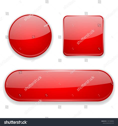 Red Glass Buttons 3d Icons Vector Stock Vector Royalty Free