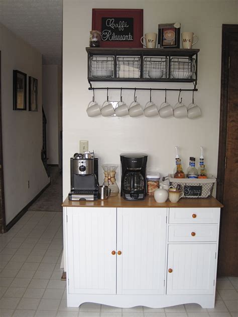 It is made of engineered wood with an imbuia melamine finish that lends a contemporary style to this bar. Our Coffee Bar in our kitchen! -coffee bar table--Amazon ...