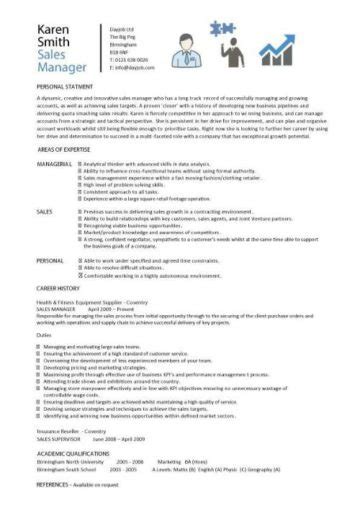 Exceeded sales targets by 70% in q4 2016; Sales Manager CV example - DayJob.com