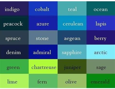 Colours Part 3 Blue Shades Colors Colors Name In English Green