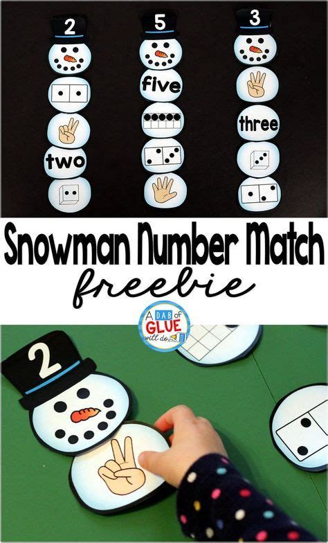 Snowman Number Match Printable Winter Kindergarten Preschool Math