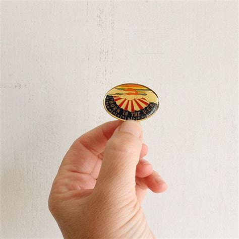 Vintage Enamel Pin Born In The Usa Sun Pinback Button Etsy Enamel