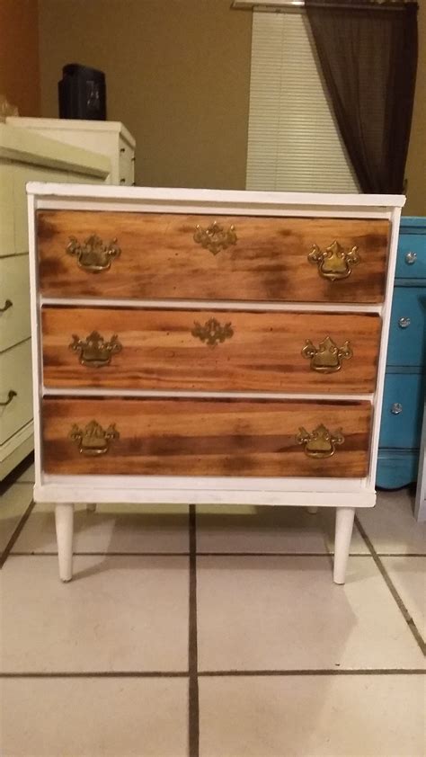Chest of Drawers "3 Drawers" Rustic White Wood & Washed Shabby Chic