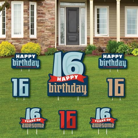 Boy 16th Birthday Yard Sign And Outdoor Lawn Decorations Sweet