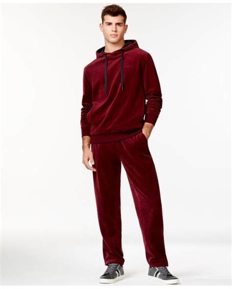 sean john two piece velour big and tall hoodie and pants set in red for men windsor wine lyst