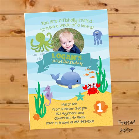 Under the Sea birthday invitation First Birthday invitation | Etsy