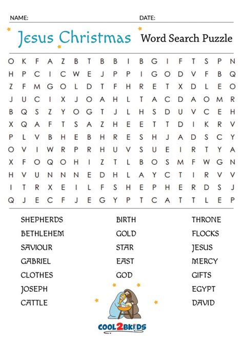 Religious christmas word search