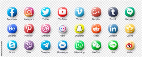 Glossy Round Social Media Icons