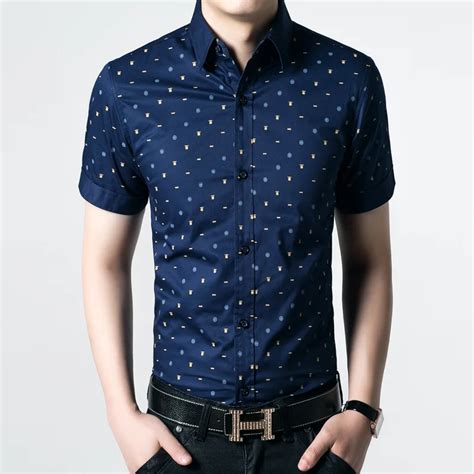 2017 new 100 cotton mens short sleeved shirt slim fit summer business casual dress polka dot
