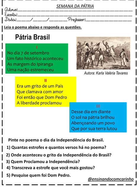 Texto Sobre A Independencia Do Brasil Com Interpretação E Gabarito