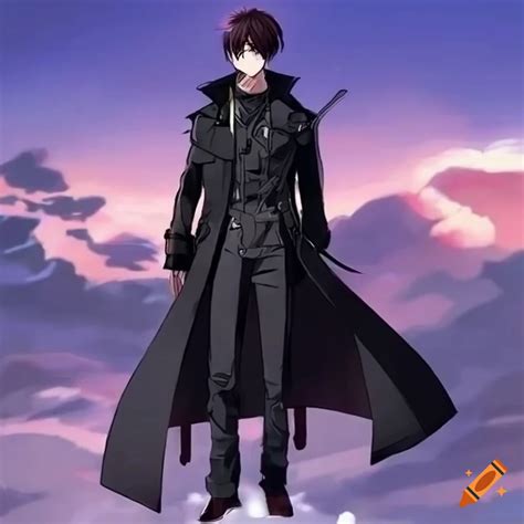 Anime Character Wearing A Long Black Trenchcoat On Craiyon