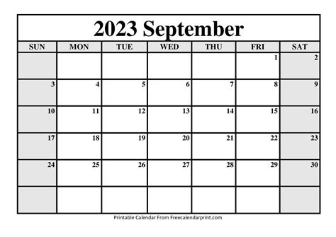 September 2023 Calendar Printable Waterproof Pelajaran