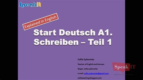 With that in mind, it is extremely important to choose the appropriate personal pronoun: Schreiben Teil 1 ENG Start Deutsch A1 - YouTube
