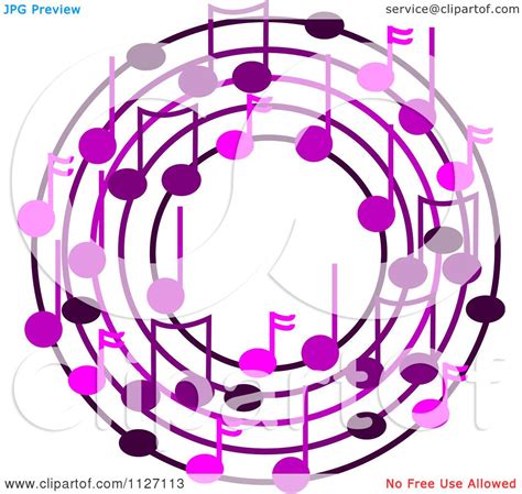 Cartoon Of A Ring Or Wreath Of Purple Music Notes Royalty Free Vector