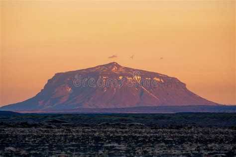 Lava Desert With A Volcano Taken At Sunset Stock Photo Image Of