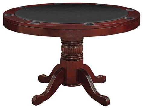 48 Solid Wood Round Game Table With Cup Holder Traditional Game