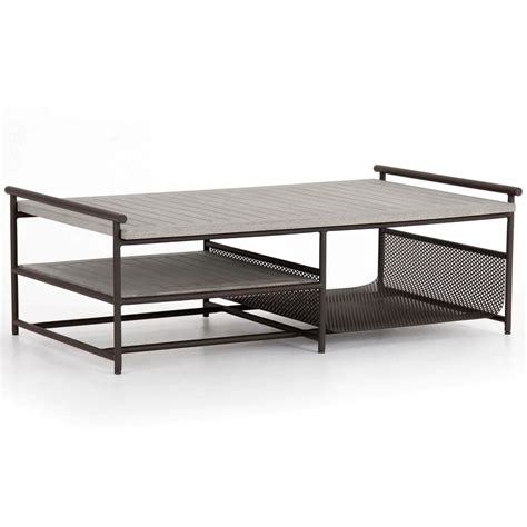 Weathered Grey Outdoor Coffee Table Four Hands Outdoor Solano