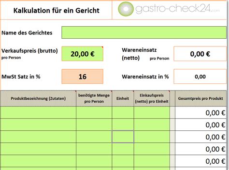 Zur navigation springen zur suche springen. Speisenkalkulation Vorlage : Speisen Und Getranke Preiskalkulation In Der Gastronomie ...