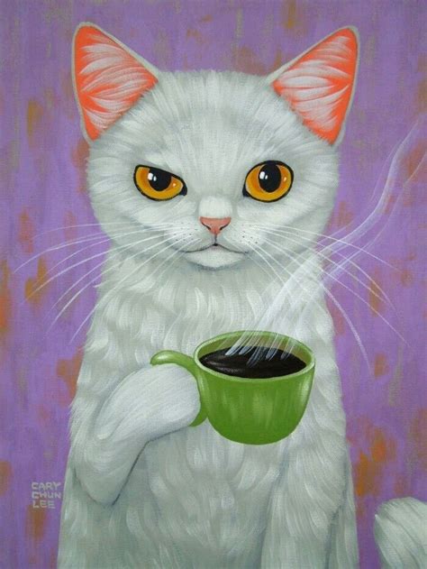 Pin By Jean Aitkenhead On Animal Art Cat Painting Coffee Art Print