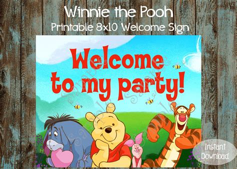 Printable Winnie The Pooh Welcome Sign Winnie The Pooh Etsy