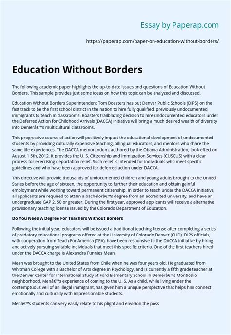 education without borders free essay example