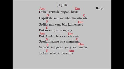 Em c d 6x em bm sudahkah kau tanya dirimu d a masihkah ing. CORD LIRIK LAGU RADJA - JUJUR (TANPA MUSIK) - YouTube