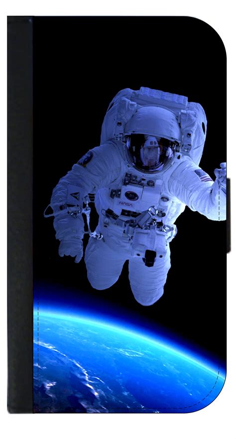 Astronaut In Space Wallet Style Cell Phone Case With 2 Card Slots And