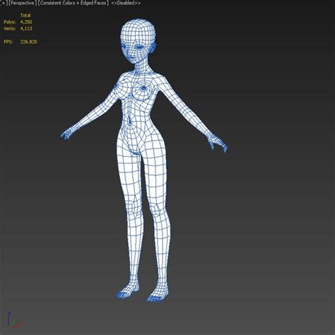 female low poly base model low poly low poly character 3d model