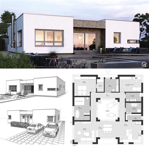 3 fr published 13 astuces pour embellir votre jardin nl published voor en na: Bungalow Fertighaus Design modern mit Flachdach bauen ...