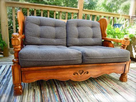 19.7w x 22.2d x 32.9h. Vintage Wood-Frame Compact Loveseat - Removable Cushions ...