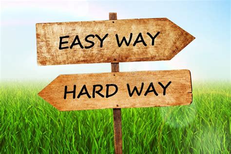 Easy Way And Hard Way Sign Board Stock Image Image Of Double Road