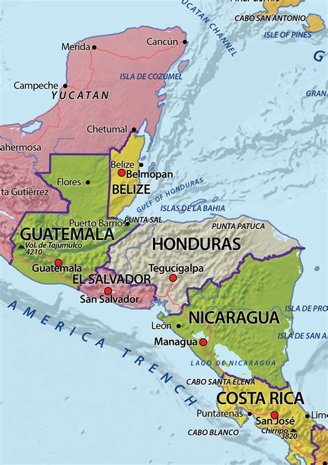 Digital Map Central America With Relief 629 The World Of