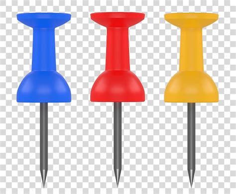 Premium Psd Collection Blue Red And Yellow Push Pins Isolated On