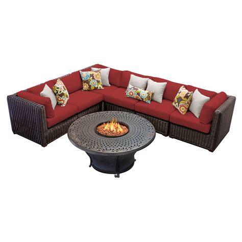 Tk Classics Venice 7 Piece Outdoor Sectional Set With Charleston Fire