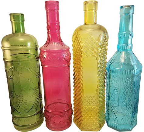 Colored Glass Bottles Large Wine Bottle Size Decorative Vintage Bottles For Artificial